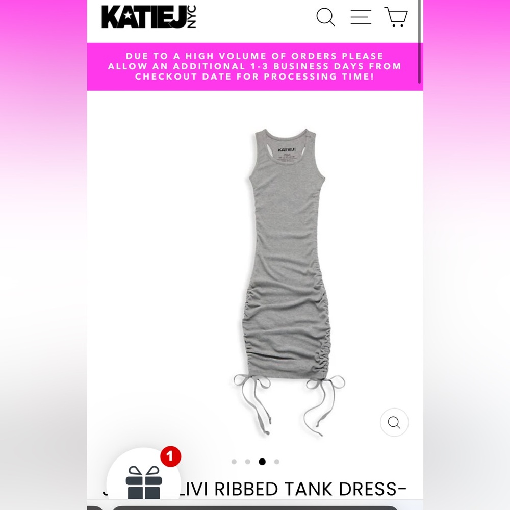 Katiej Girls size small ribbed grey dress.  Worn once!  LIVI RIBBED TANK DRESS.